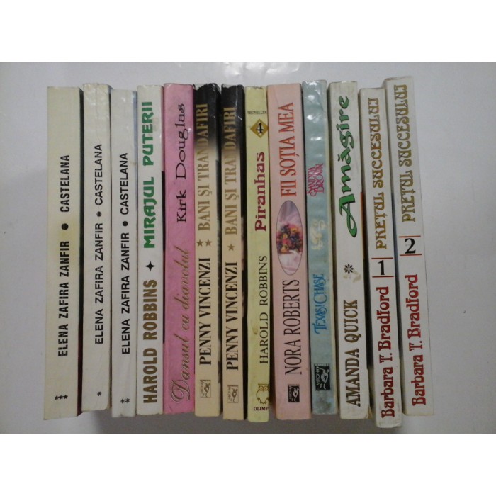 Romane de succes 9 volume: Barbara Taylor Bradford (2 volume): Pretul succesului; Amanda Quick: Amagire; Sandra  Brown: Texas Chase si altele.